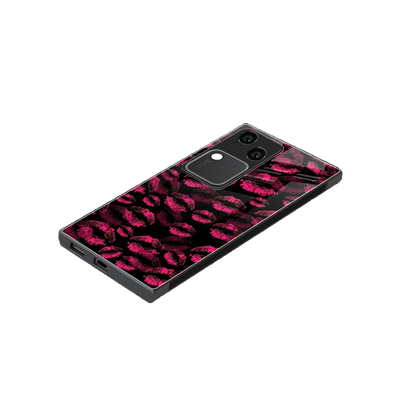Lip Glam Black stylish phone case for vivo v30 | glossy glass and slim fit
