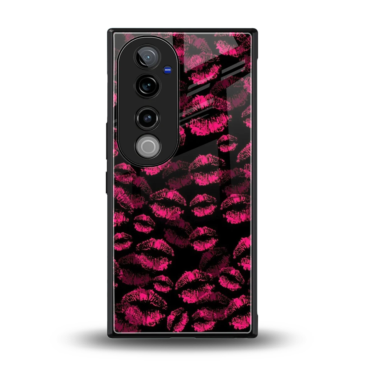 Lip Glam Black back phone cover | glass case for vivo v40 pro