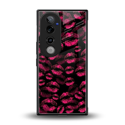 Lip Glam Black back phone cover | glass case for vivo v40 pro