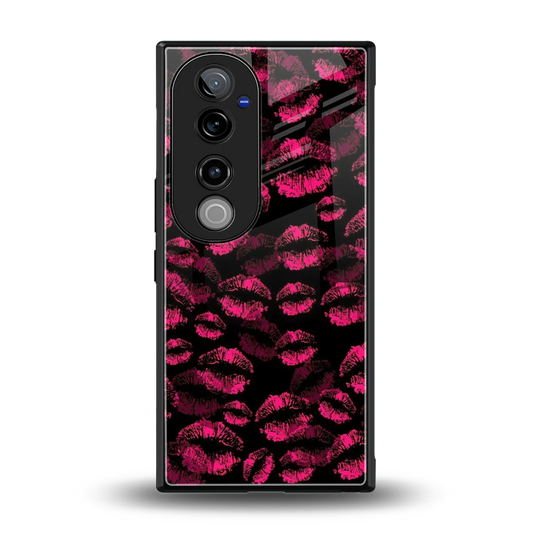 Lip Glam Black back phone cover | glass case for vivo v40 pro