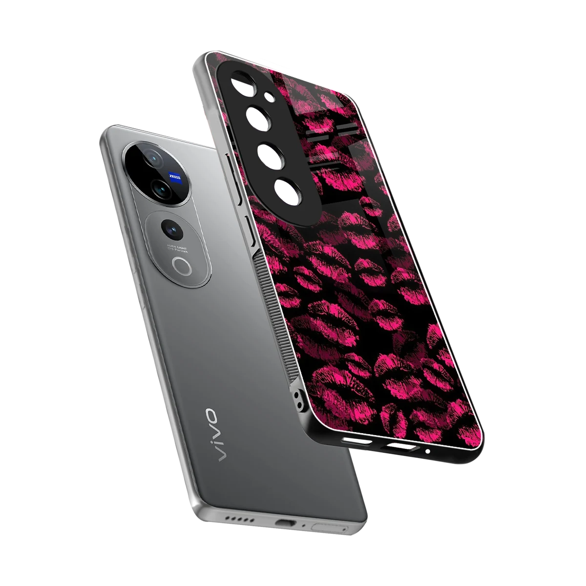 Lip Glam Black sleek vivo v40 pro cover with tempered glass back and TPU edges
