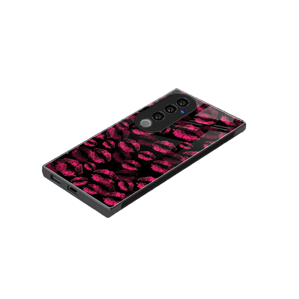Lip Glam Black stylish phone case for vivo v40 pro | glossy glass and slim fit