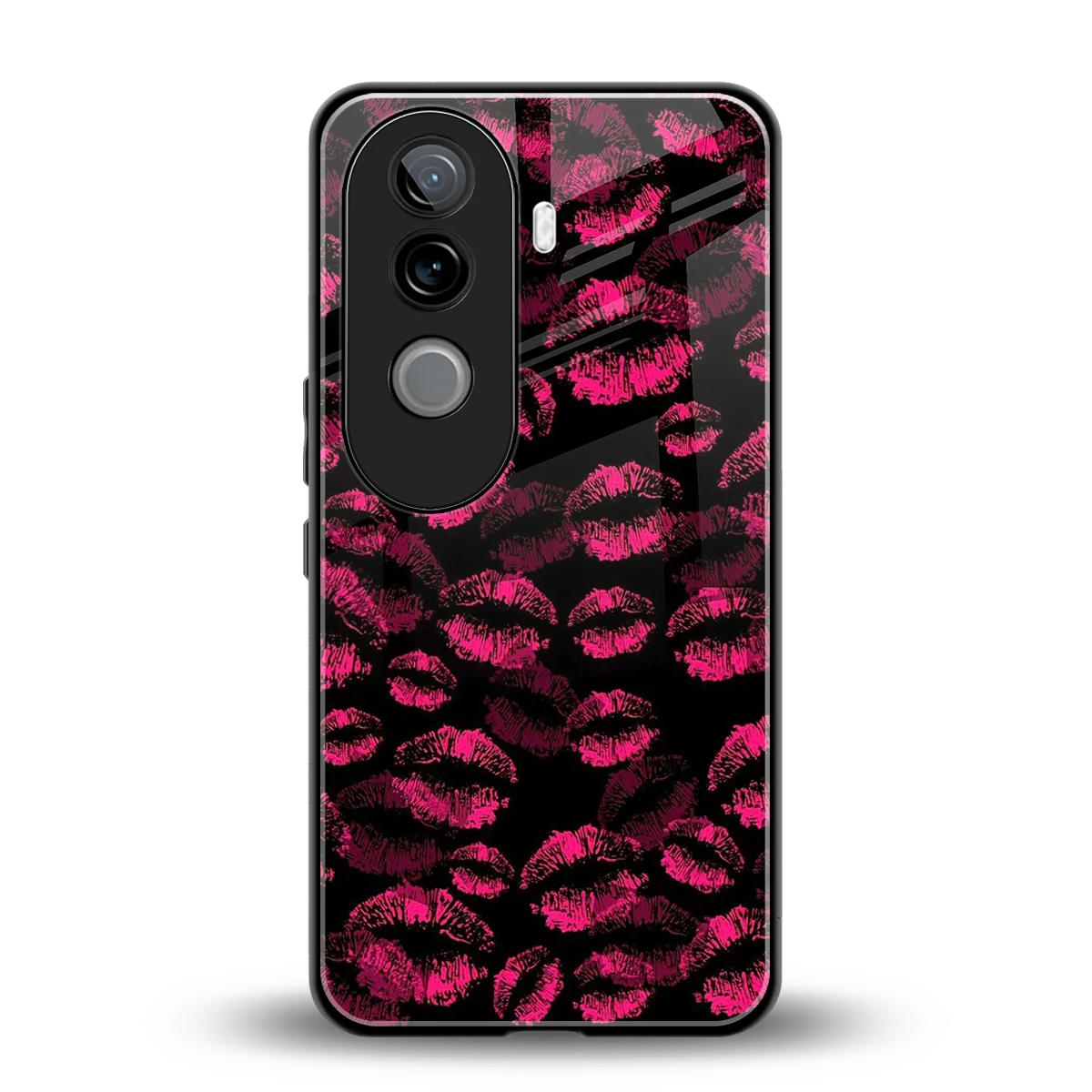 Lip Glam Black back phone cover | glass case for vivo v40e
