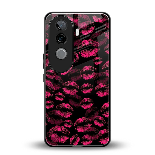 Lip Glam Black back phone cover | glass case for vivo v40e