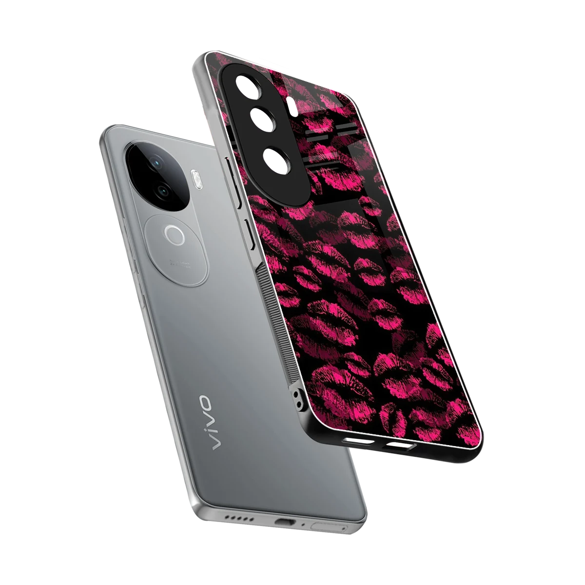 Lip Glam Black sleek vivo v40e cover with tempered glass back and TPU edges