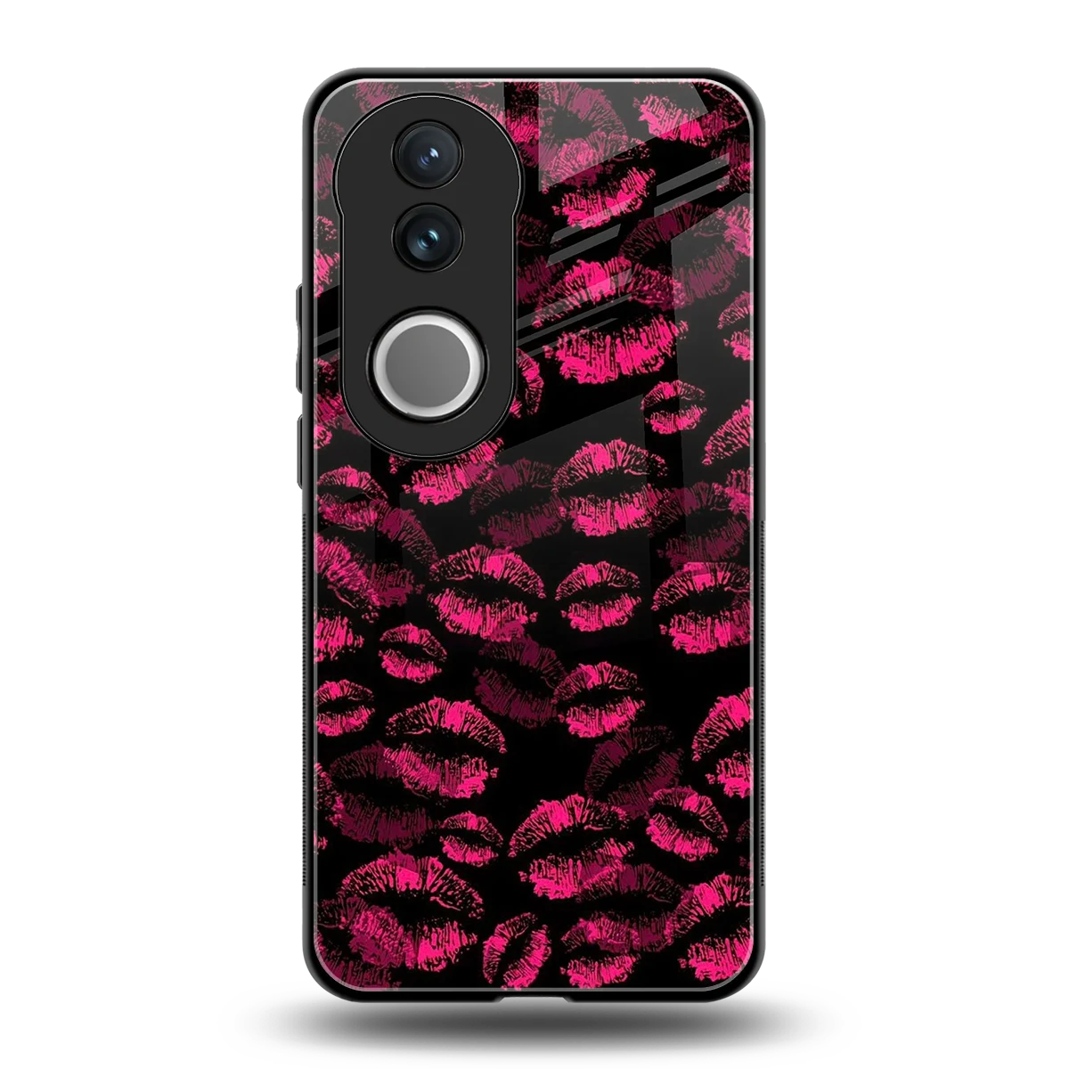 Lip Glam Black back phone cover | glass case for vivo v50