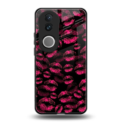 Lip Glam Black back phone cover | glass case for vivo v50