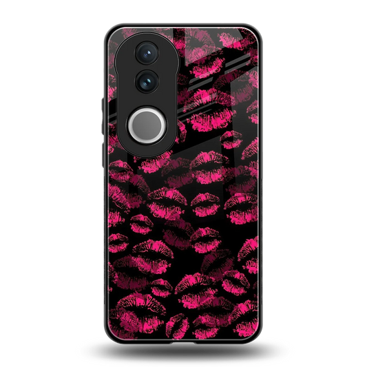 Lip Glam Black back phone cover | glass case for vivo v50