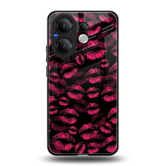 Lip Glam Black back phone cover | glass case for vivo v60