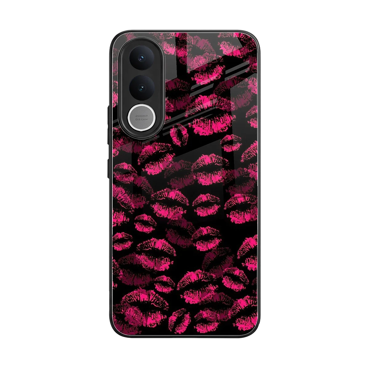 Lip Glam Black back phone cover | glass case for vivo v70 fe
