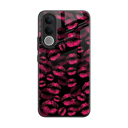 Lip Glam Black back phone cover | glass case for vivo v70 fe