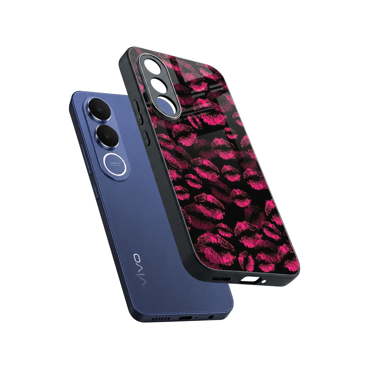 Lip Glam Black sleek vivo v70 fe cover with tempered glass back and TPU edges