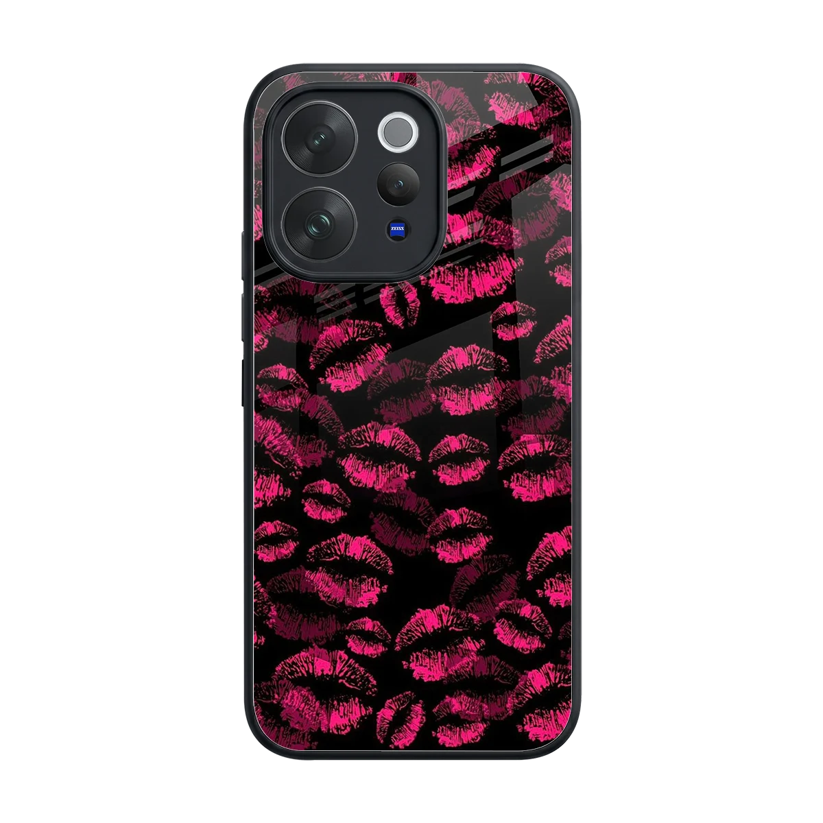 Lip Glam Black back phone cover | glass case for vivo v70