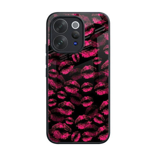 Lip Glam Black back phone cover | glass case for vivo v70