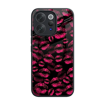 Lip Glam Black back phone cover | glass case for vivo v70 elite