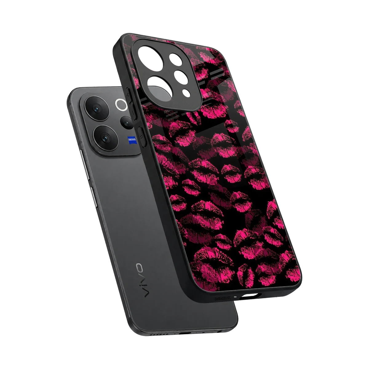 Lip Glam Black sleek vivo v70 elite cover with tempered glass back and TPU edges