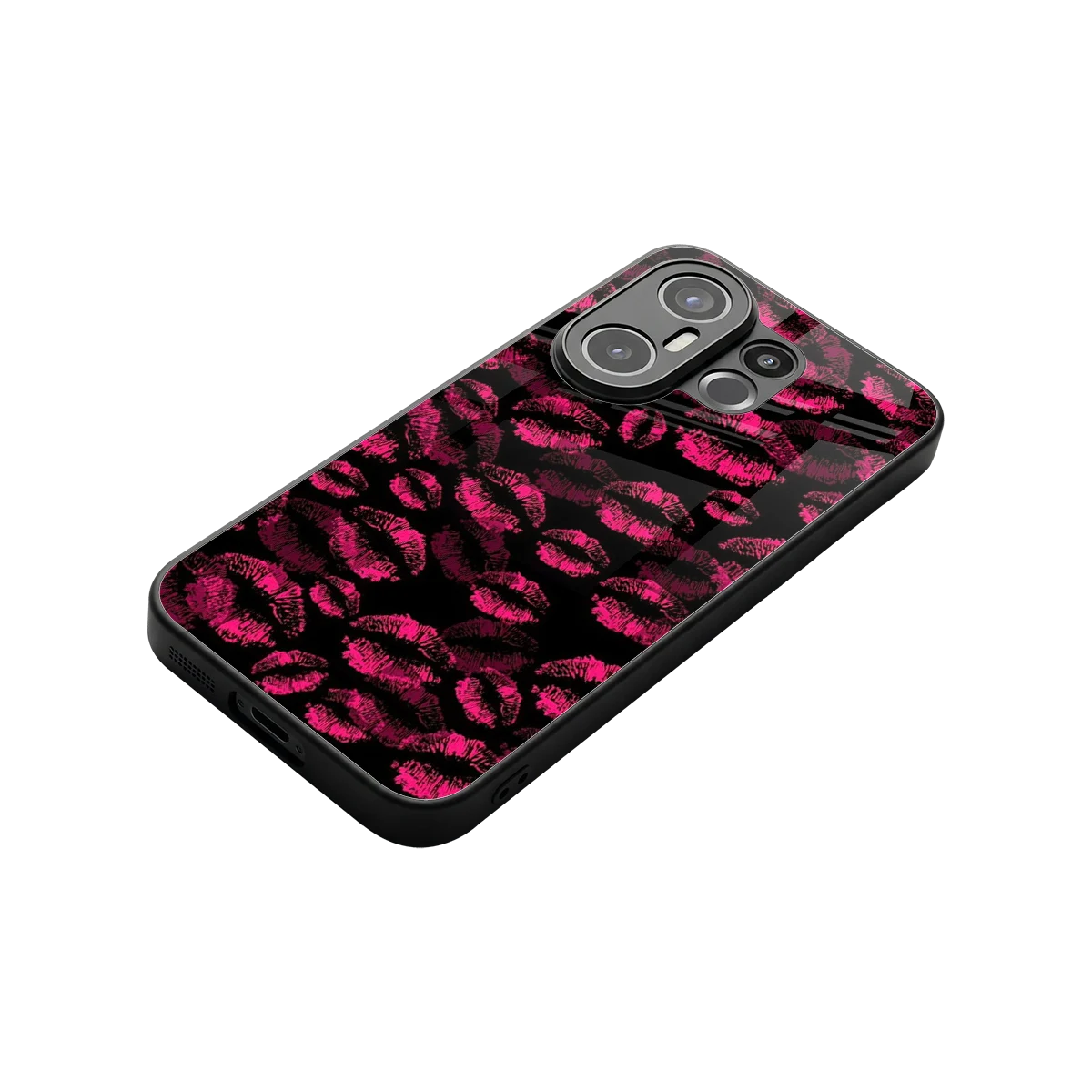 Lip Glam Black stylish phone case for vivo x200 fe | glossy glass and slim fit