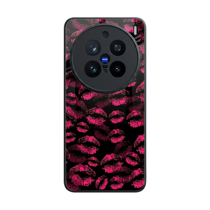 Lip Glam Black back phone cover | glass case for vivo x200 pro