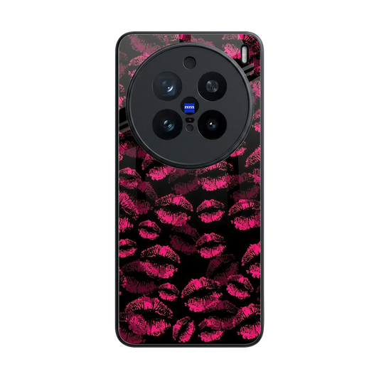 Lip Glam Black back phone cover | glass case for vivo x200 pro