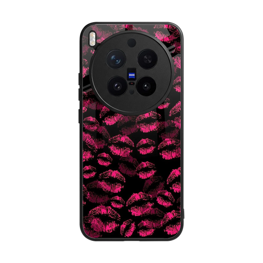 Lip Glam Black back phone cover | glass case for vivo x300 pro
