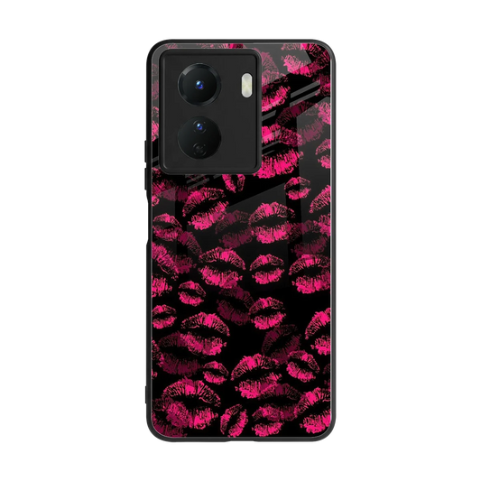 Lip Glam Black back phone cover | glass case for vivo y16