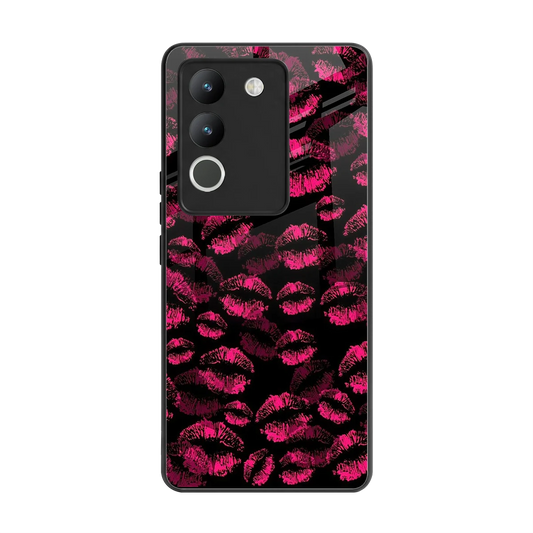 Lip Glam Black back phone cover | glass case for vivo y200 5g