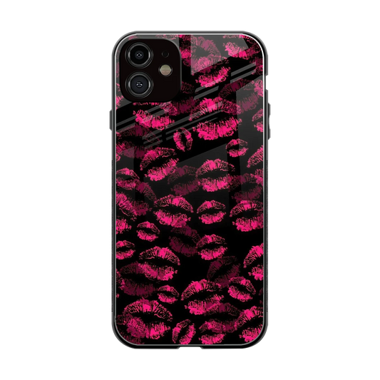 Lip Glam Black back phone cover | glass case for iphone 12