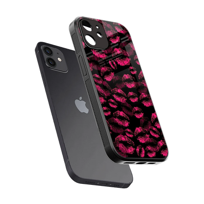 Lip Glam Black sleek iphone 12 cover with tempered glass back and TPU edges
