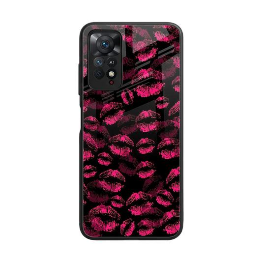 Lip Glam Black back phone cover | glass case for redmi note 11 pro