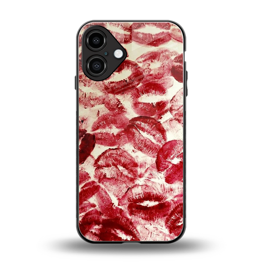 Lip Glam back phone cover | glass case for iphone 16 plus