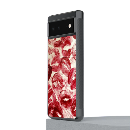 Lip Glam stylish phone case for google pixel 6a | glossy glass and slim fit