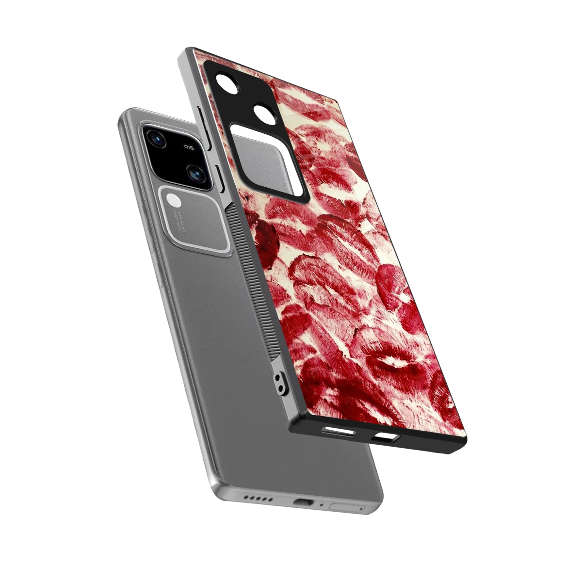 Lip Glam sleek vivo v30 cover with tempered glass back and TPU edges