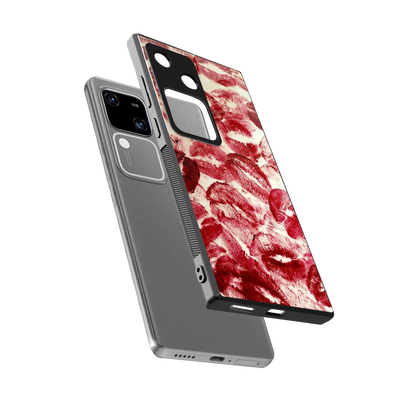 Lip Glam sleek vivo v30 cover with tempered glass back and TPU edges