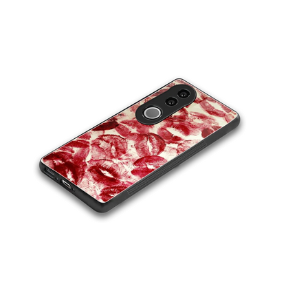 Lip Glam stylish phone case for vivo v50 | glossy glass and slim fit