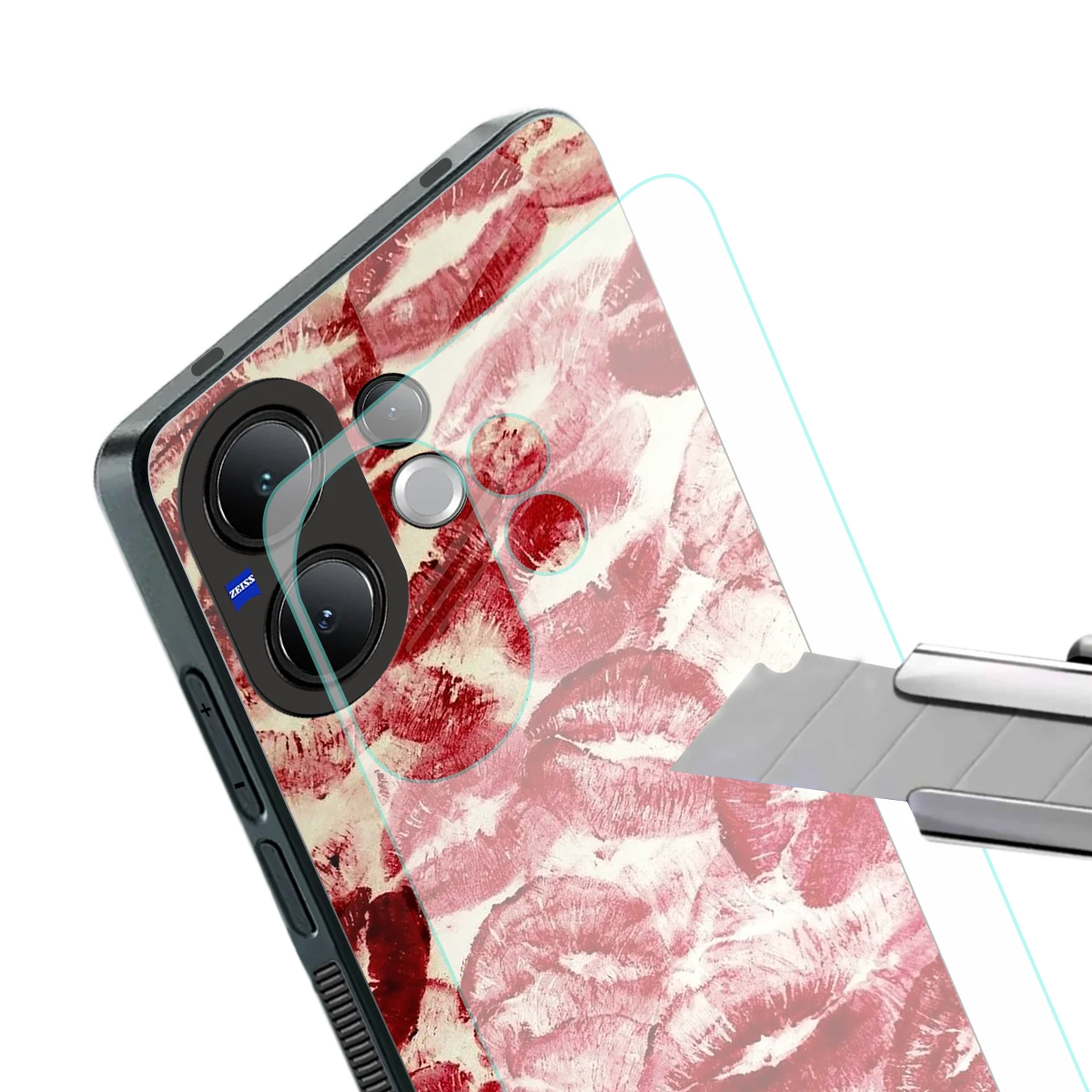 Lip Glam stylish phone case for vivo v60 | glossy glass and slim fit