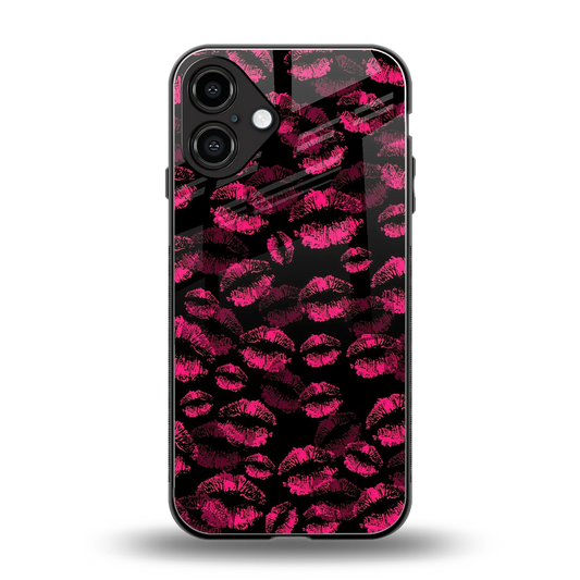 Lip Love back phone cover | glass case for iphone 16 plus