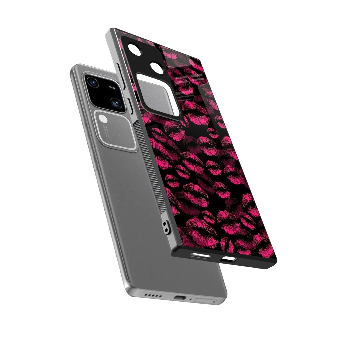 Lip Love sleek vivo v30 cover with tempered glass back and TPU edges