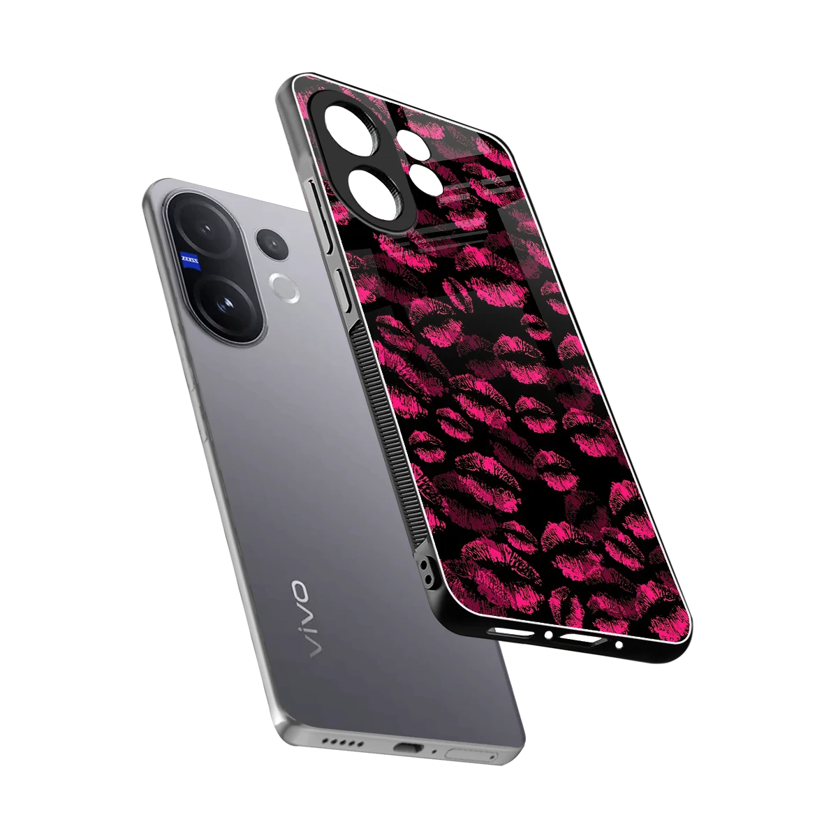 Lip Love sleek vivo v60 cover with tempered glass back and TPU edges