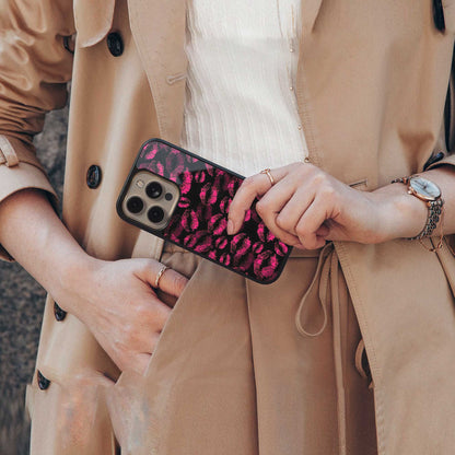 Lip Glam Black Phone Case for Iphone 16 | Glass Case