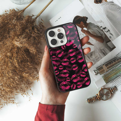 Lip Glam Black Phone Case for Iphone 16 | Glass Case