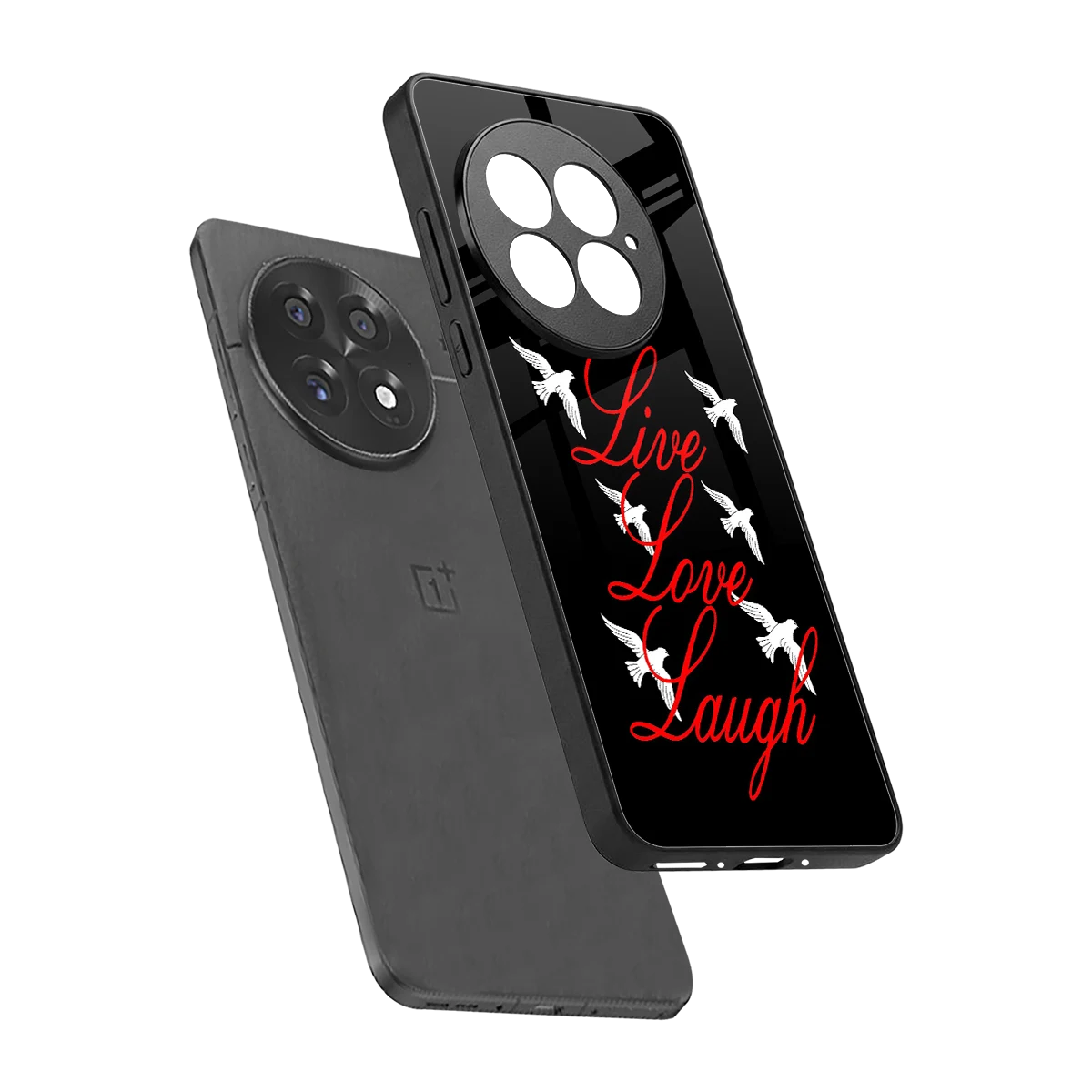 Live Love Laugh sleek oneplus 13 cover with tempered glass back and TPU edges