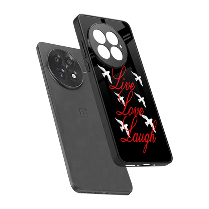 Live Love Laugh sleek oneplus 13 cover with tempered glass back and TPU edges