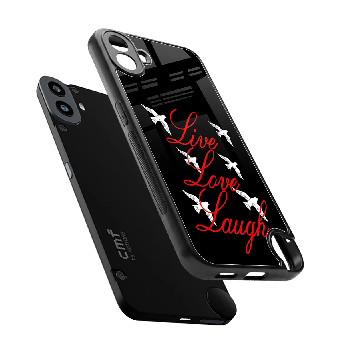 Live Love Laugh sleek cmf nothing phone 1 cover with tempered glass back and TPU edges