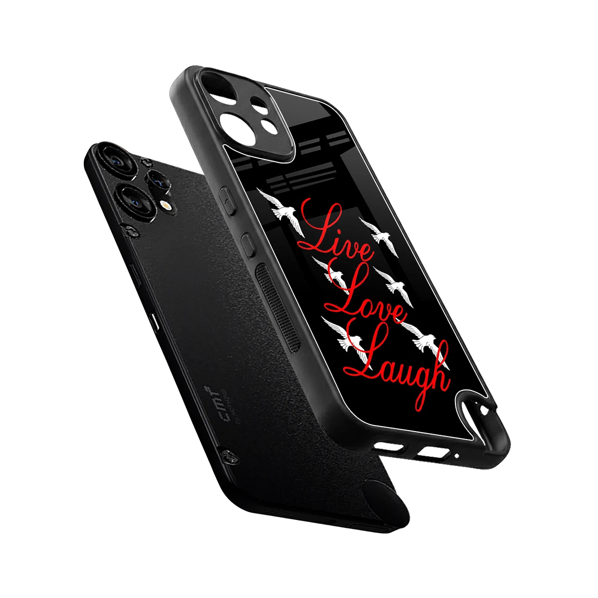 Live Love Laugh sleek cmf nothing phone 2 pro cover with tempered glass back and TPU edges