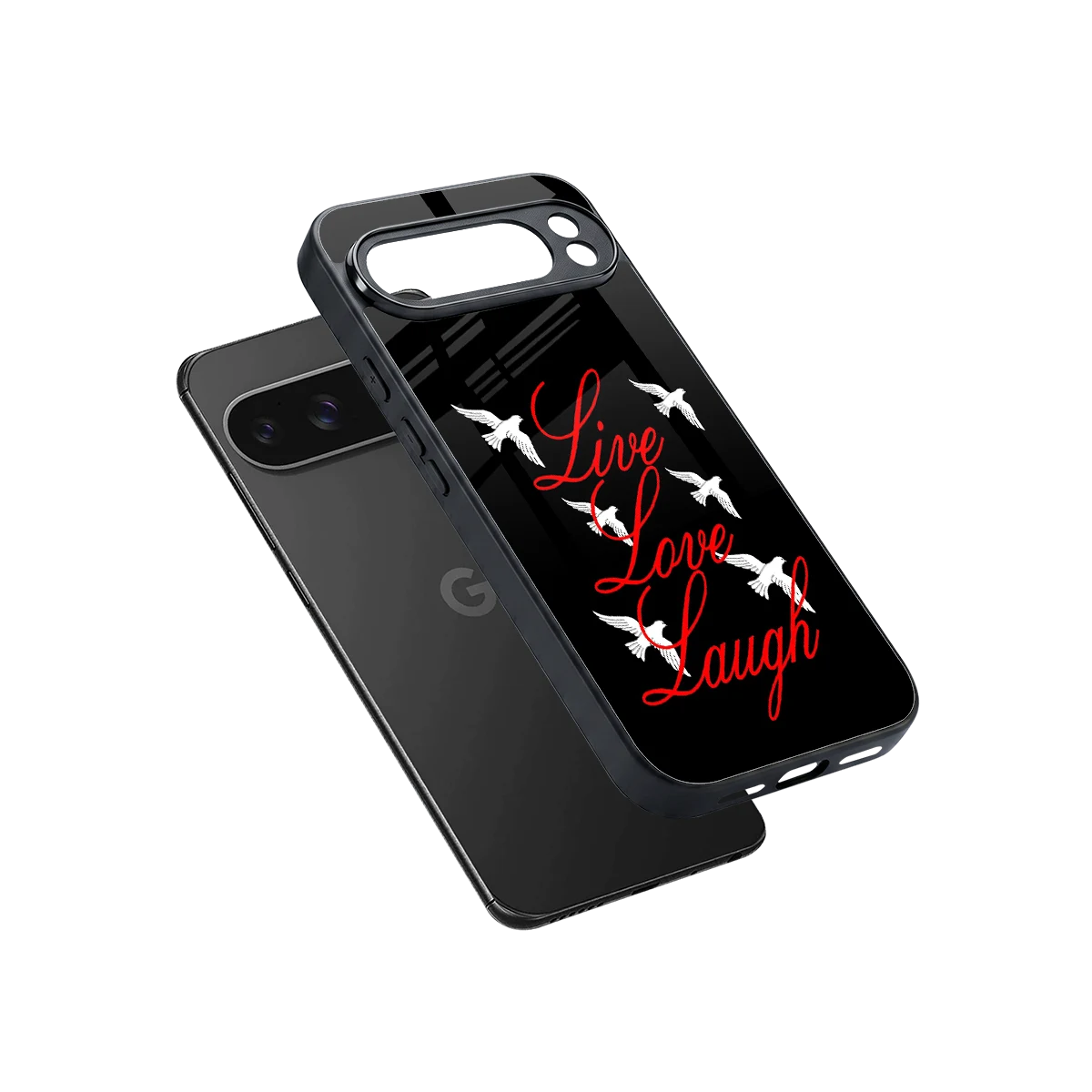 Live Love Laugh sleek google pixel 10 pro xl cover with tempered glass back and TPU edges