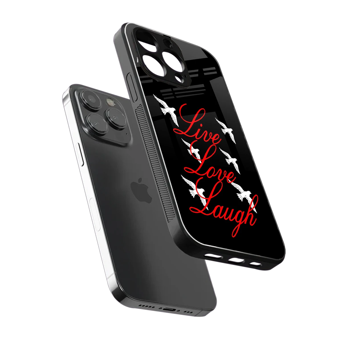 Live Love Laugh sleek iphone 13 pro cover with tempered glass back and TPU edges