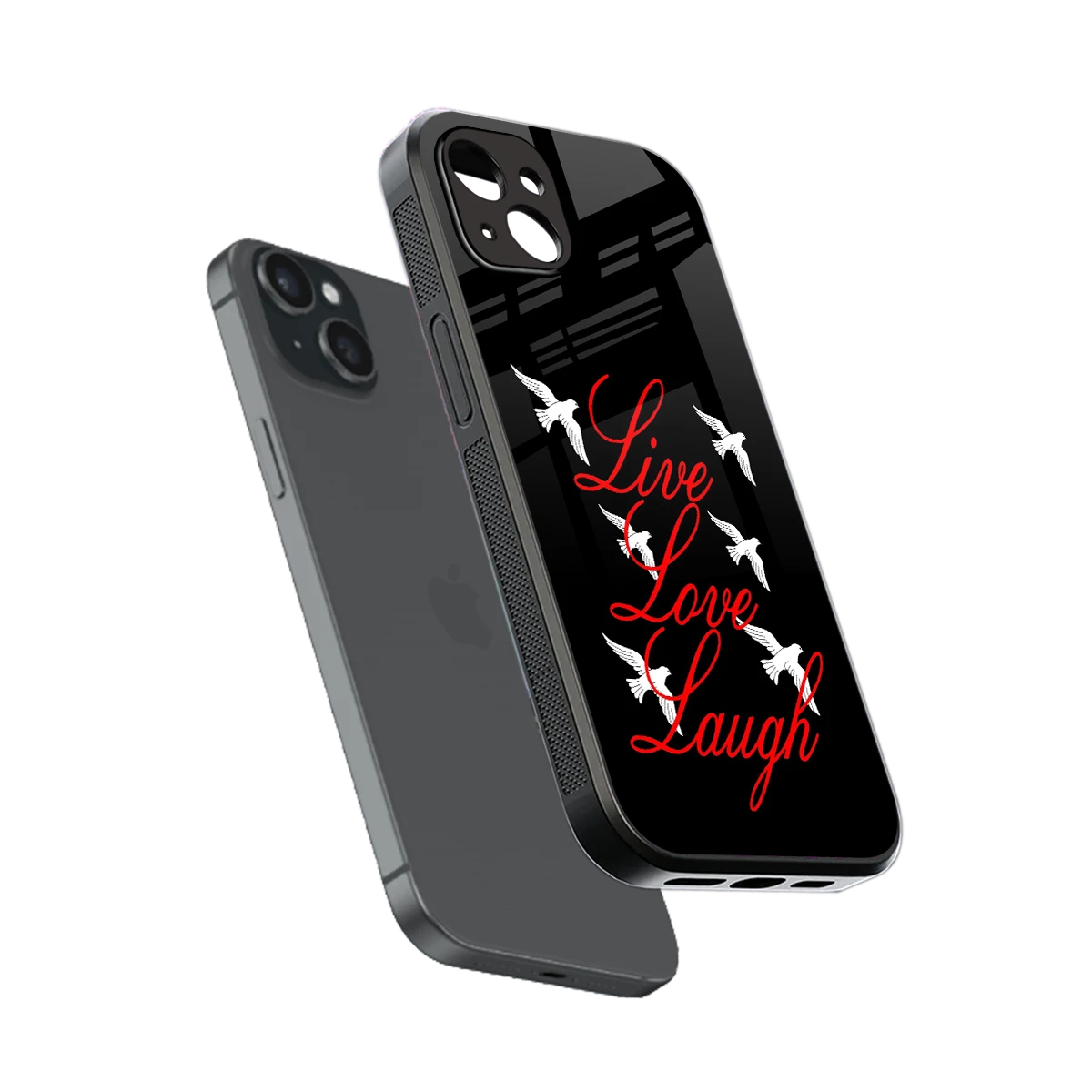 Live Love Laugh sleek iphone 14 plus cover with tempered glass back and TPU edges