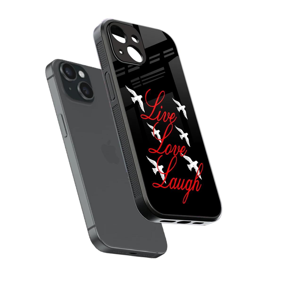 Live Love Laugh sleek iphone 15 cover with tempered glass back and TPU edges