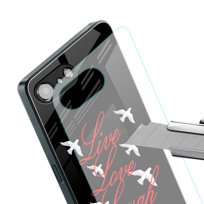 Live Love Laugh stylish phone case for iphone 16e | glossy glass and slim fit