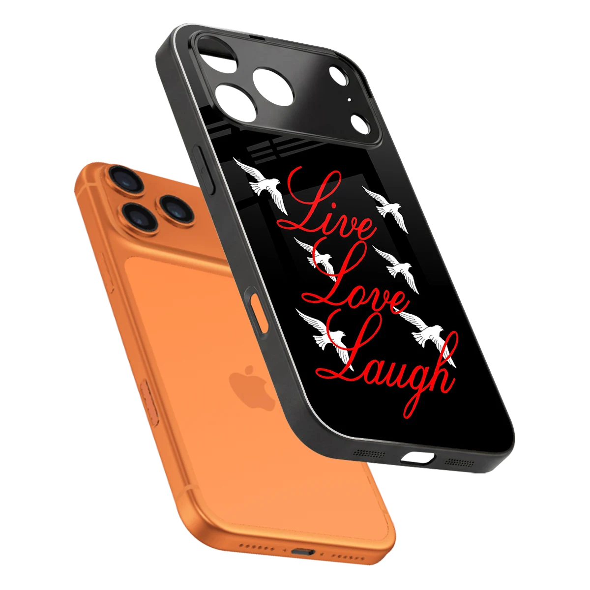 Live Love Laugh sleek iphone 17 pro cover with tempered glass back and TPU edges